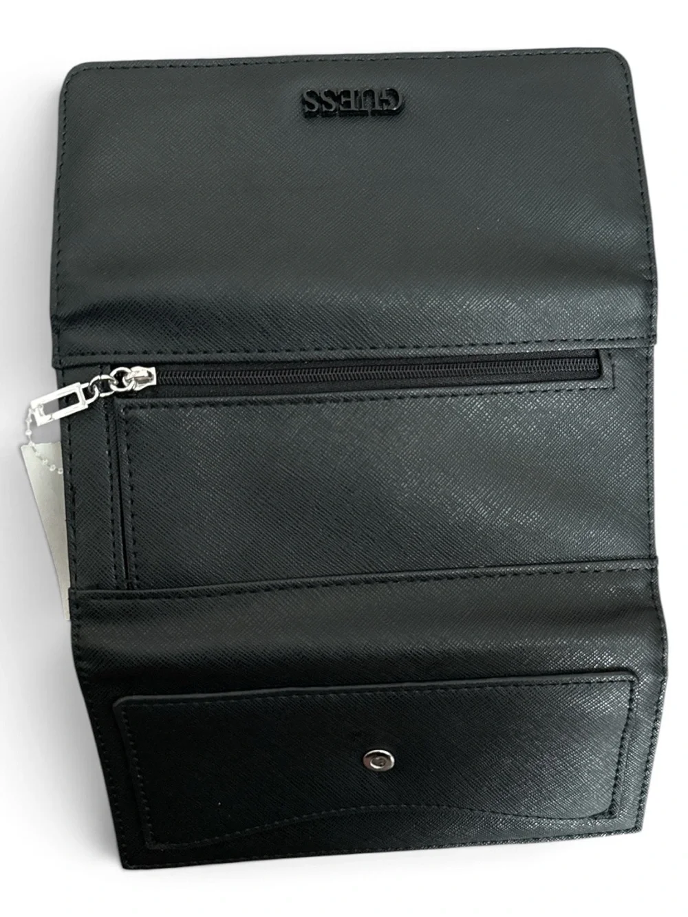 GUESS Black Textured Fold-Over Wallet